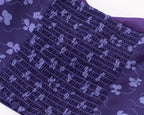 Purple Square Neckline Floral Print Blouse Flare Short Sleeve