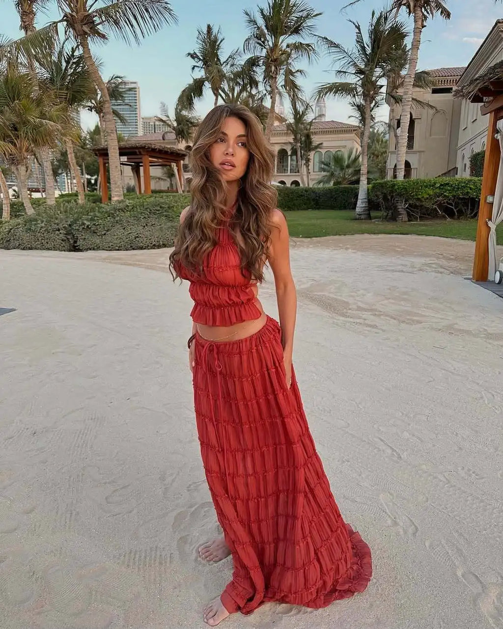 Elegant Backless Sleeveless Set with Adjustable Strap