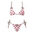 Flirty Pink Dot Push Up Bikini Set With Mesh Skirt Halter Beachwear For Summer Vibe