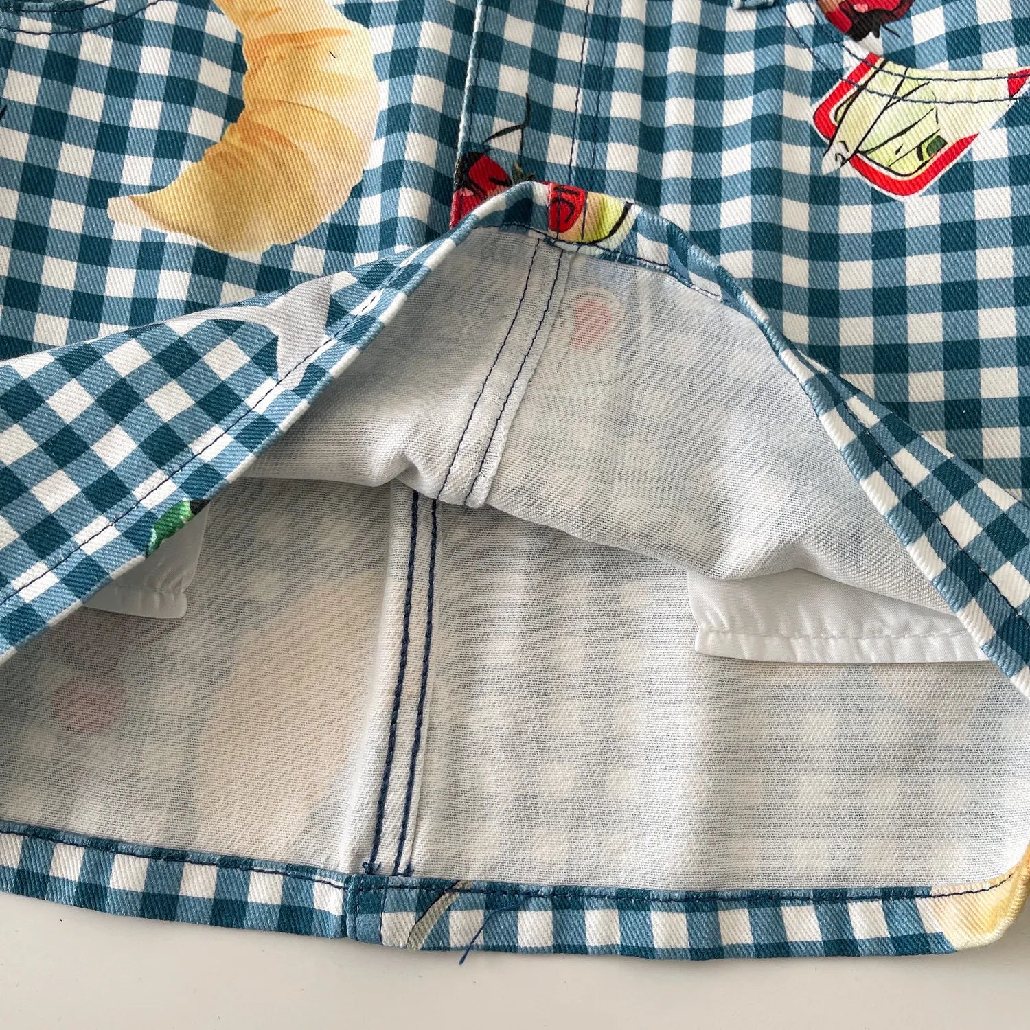 Retro Fruit Plaid Mini Skirt With Button Detail A Line