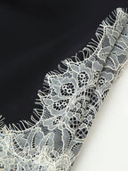 Lace Patchwork Mini Dress With Vintage Contrast Slim Long Sleeves