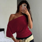 One Shoulder Summer Top For Women Slim Fit