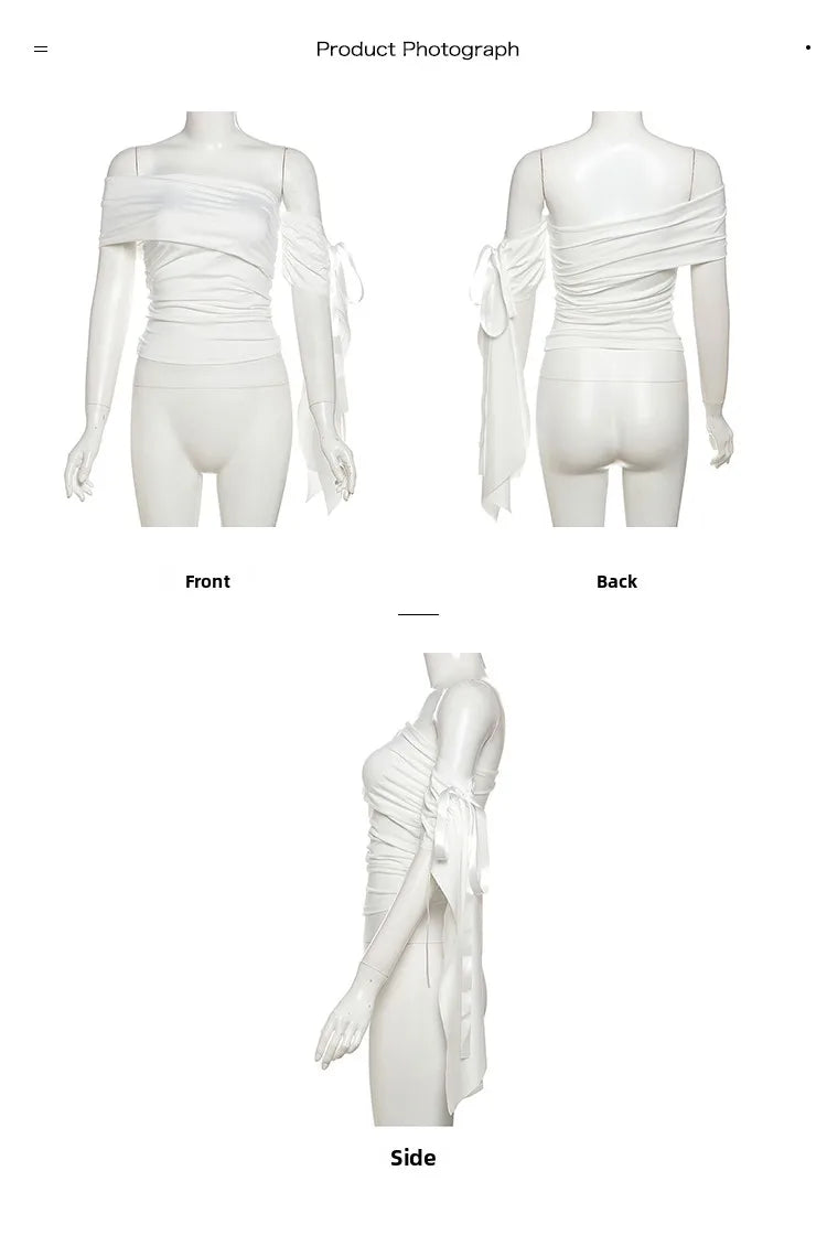Knot Tie One Shoulder Vest Crop Top