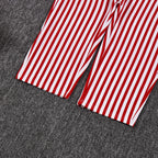 Red Striped Print Backless Halter Playsuit