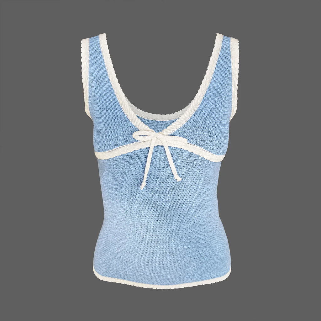 Backless Lace Up Crop Tank Top With V Neck
