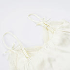 Backless Lace-trimmed V Neck Top Sleeveless Bow Spaghetti Strap Camisole