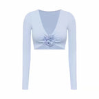 Yoga Long Sleeve Tight Breathable Three-Dimensional Flower Workout Clothes Sportswear Woman Gym Pettiskirt