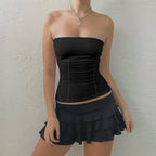 Off Shoulder Corset Top With Strapless Bustier Silhouette