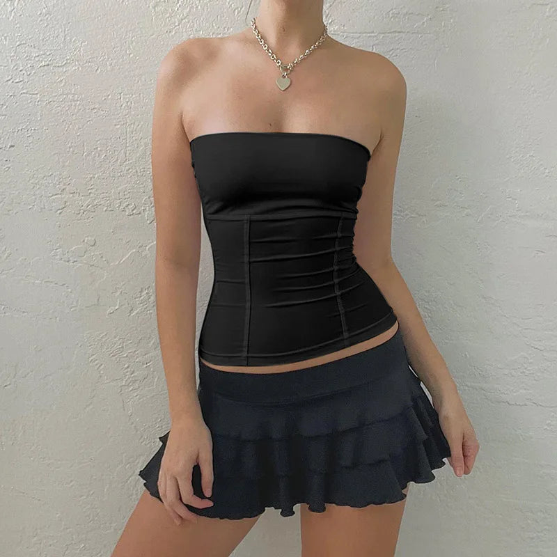 Off Shoulder Corset Top With Strapless Bustier Silhouette