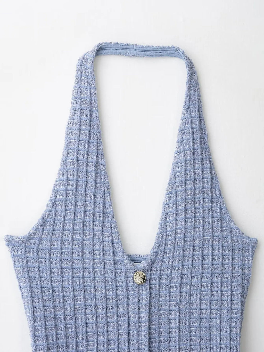 Halter V Neck Backless Knit Mini Dress For Women Figure Flattering Fit