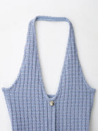 Halter V Neck Backless Knit Mini Dress For Women Figure Flattering Fit