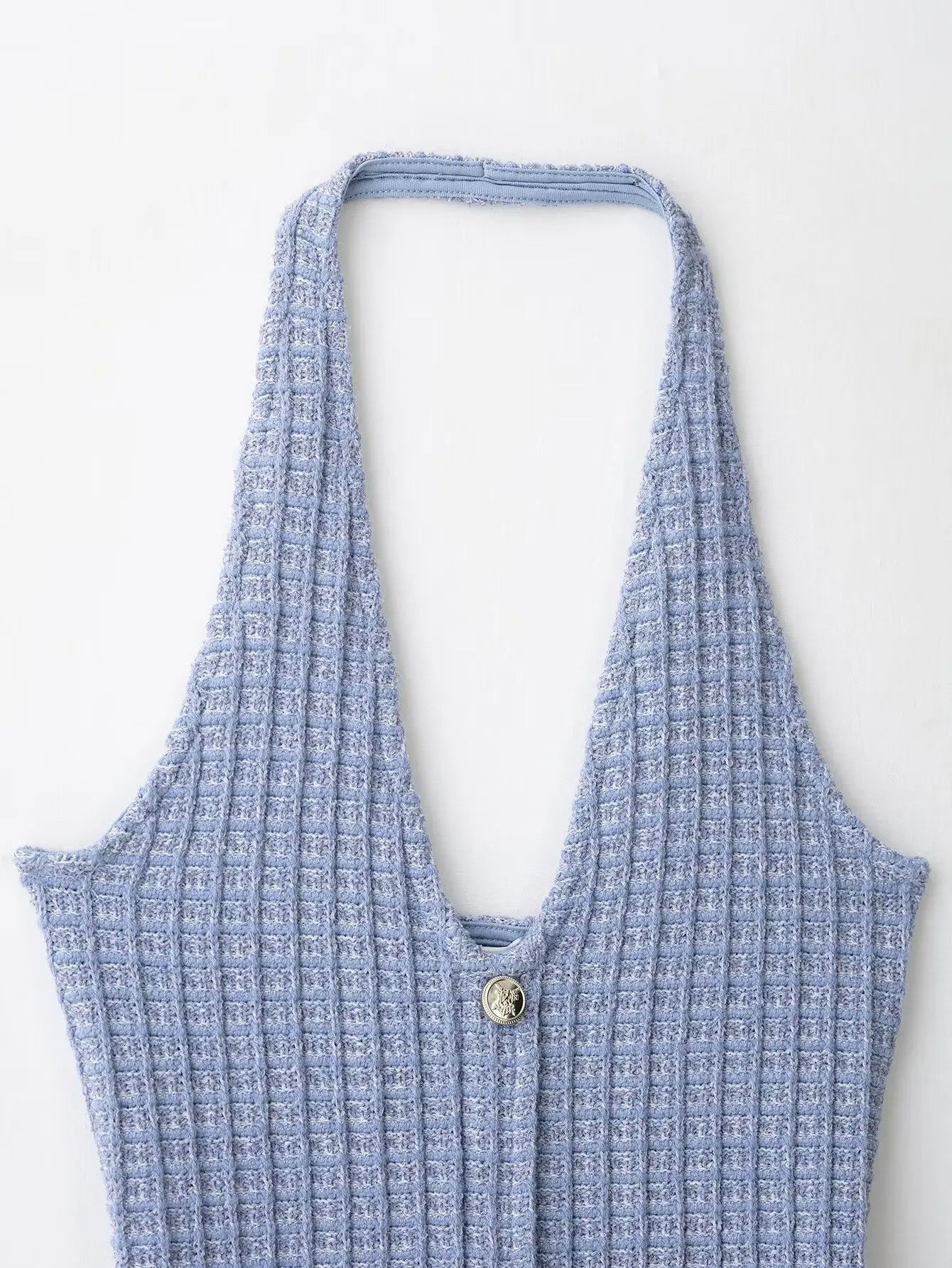 Halter V Neck Backless Knit Mini Dress For Women Figure Flattering Fit