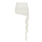 Irregular Mesh Ruffle Edge Low Waist Short Skirt