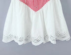 Sexy Women Plaid Spliced Sling Mini Summer Dress Lacing Up Bandage Back A-line Cotton Dress