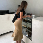 Sexy Retro Fishtail For Women's Embroidery Printed Straight Skirt