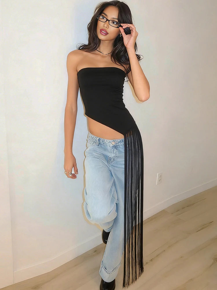 Backless Tassel Wrap Tank Top For Women Strapless