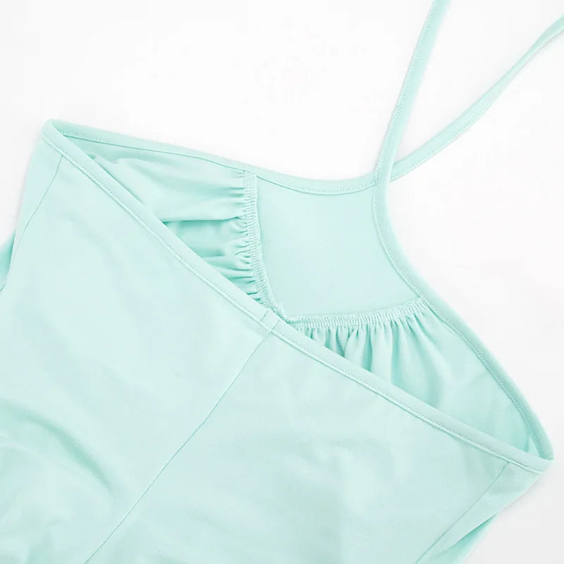 Cross Neck Backless Camisole With Waist Cinch And Pleated Detail