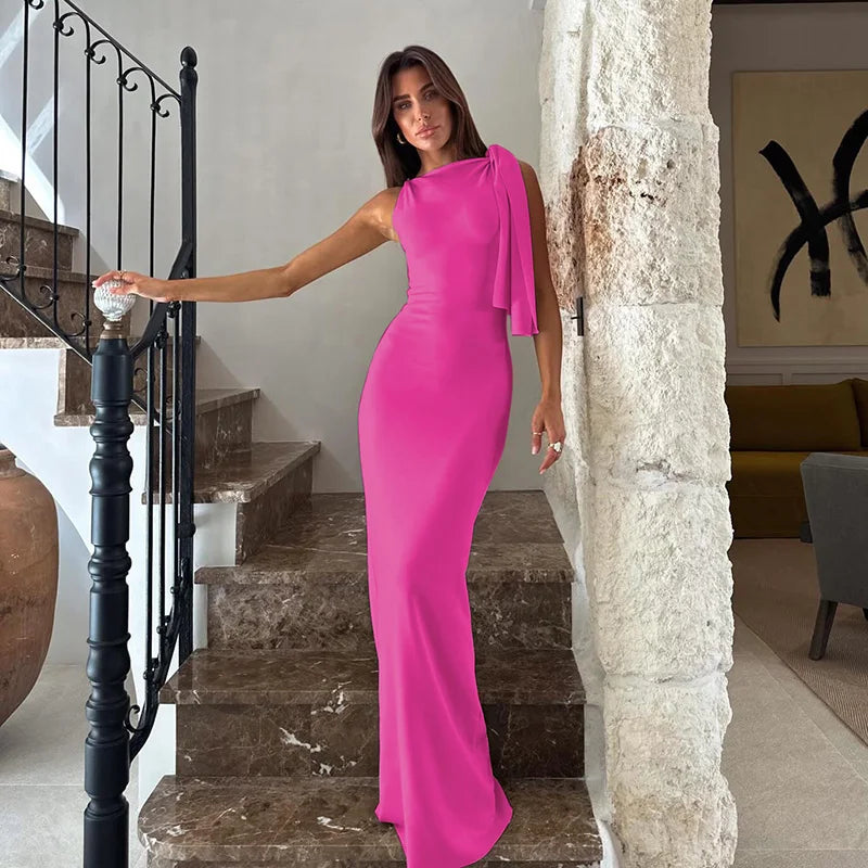 Sleeveless Bodycon Maxi Dress - Patchwork O-Neck