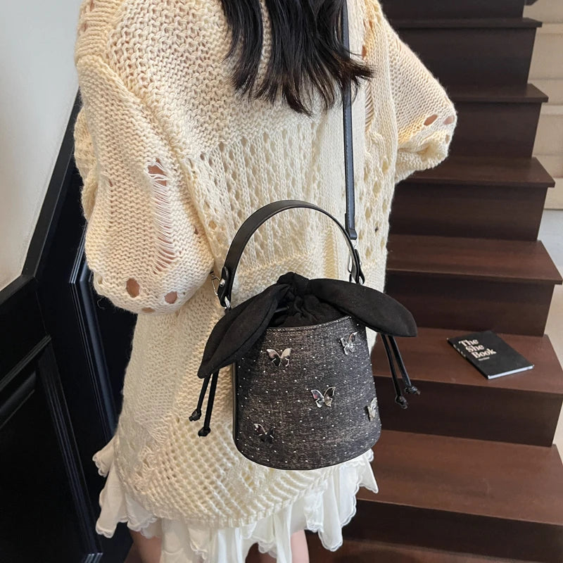 Sweet Butterfly Denim Mini Crossbody Bag