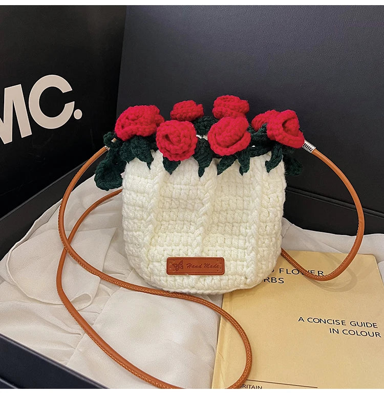 String Bucket Bag For Women Lightweight Crossbody Versatile Hollowout Design