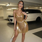 Sequin Backless Party Dress With Hanging Neck