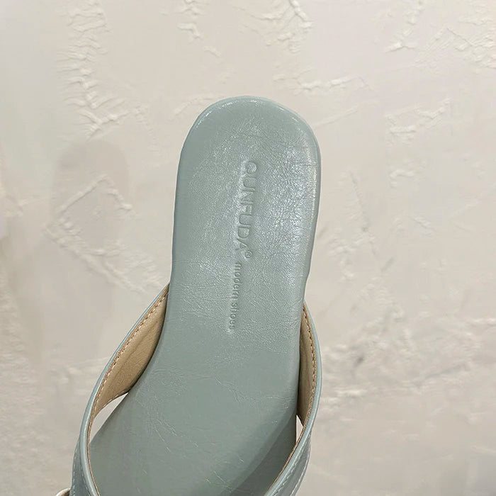 Butterfly Knot Open Toe Slides For Women Non Slip Flats