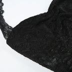 Elegant Lace Flora Halter Crop Top With Sheer Panel Lightweight Sleeveless Tank