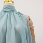 Off Shoulder Chiffon Blouse With Lightweight Fit Asymmetrical Hem And Bow Detail