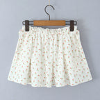 Radiant Bow Accent Ruched Bust Tank Top With Open Button Front And Rope Laced Waist Mini Skirt Set