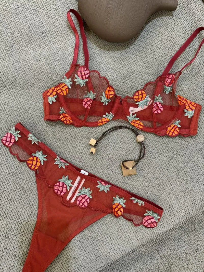 Ultrathin Sheer Push Up Bra Set With Embroidery For Women Delicate Lingerie