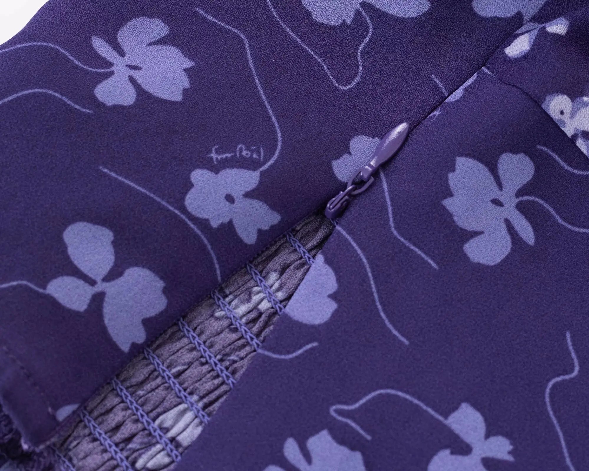 Purple Square Neckline Floral Print Blouse Flare Short Sleeve