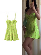 Floral Print Summer Sling Dress With Spaghetti Straps