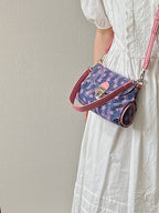 Contrast Color Star Print Crossbody Bag for Women Lightweight Shoulder Purse With Buckle