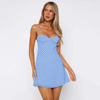 Rustic Polka Dot Halter Dress And Mini Skirt Set