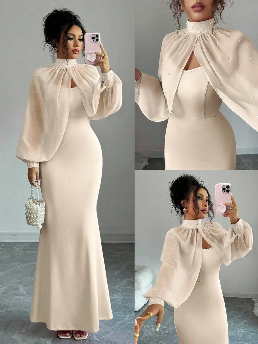 Elegant Mermaid Gown Beaded Body-con Slip Dress