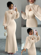 Elegant Mermaid Gown Beaded Body-con Slip Dress