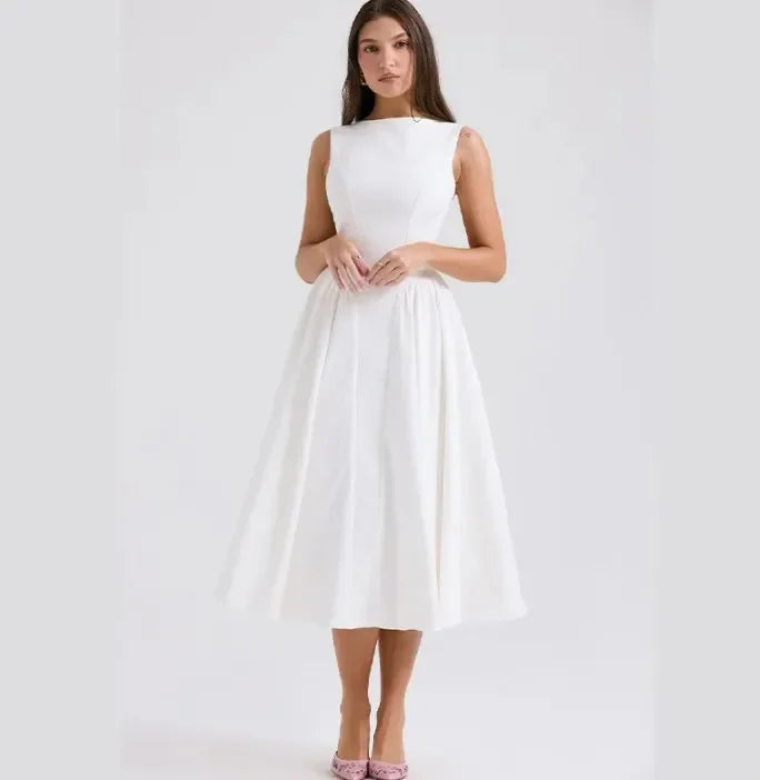 Women Ruffles Suspenders Dress Slim Solid Square Collar Sleeveless