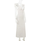 Knit Dress With Backless Hollow Out Lace Up Solid A Line Sleeveless