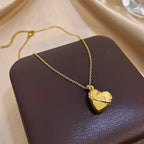 Openable Star And Heart Zircon Necklace In Stainless Steel Romantic Womens Jewelry