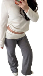 Relaxed Contrast Trim Elastic-Waist Straight-Leg Lounger Pants