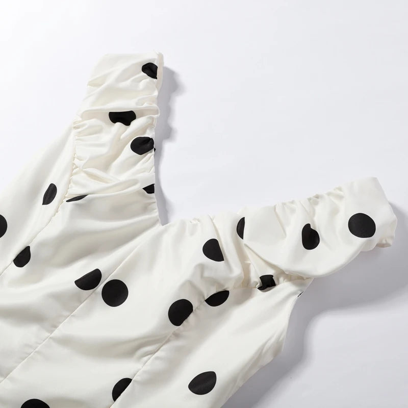 Fashion Women's Lady Suit Halter A-line Tops Bud Loose Skirt Polka Dot Set