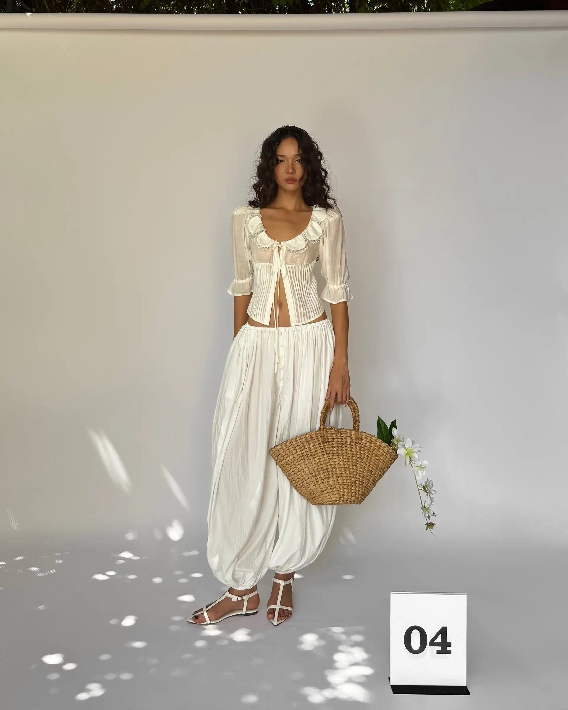 White Blouse With Peter Pan Collar Tie