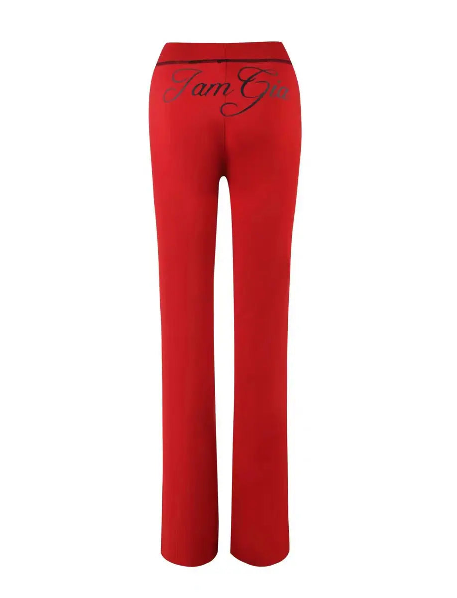 Two Piece Slim Fit Letter Print Hooded Zipper Jacket And Pants Set Open Thread Design