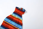Stripe Patchwork Bodycon Mini Dress Halter Backless Off Shoulder