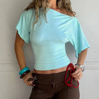 One Shoulder Summer Top For Women Slim Fit