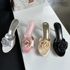 Floral Summer Slides With Low Heels
