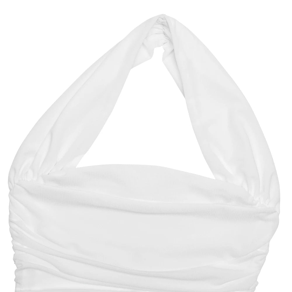 Ruched Halter Backless Top Double Layer