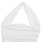 Ruched Halter Backless Top Double Layer