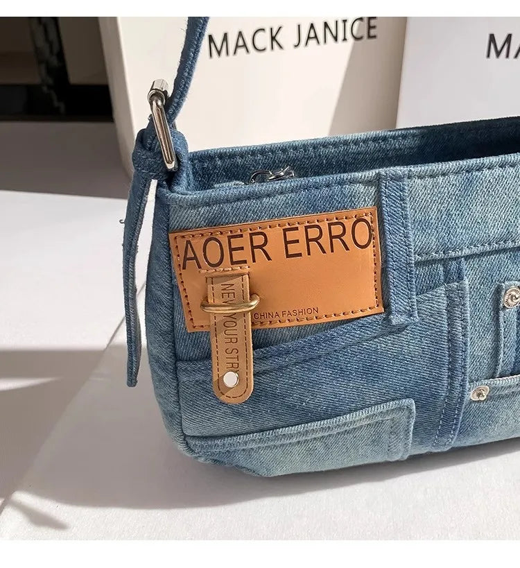 Denim Square Bag For Women Casual Chic Shoulder Messenger Purse With Modern Flair