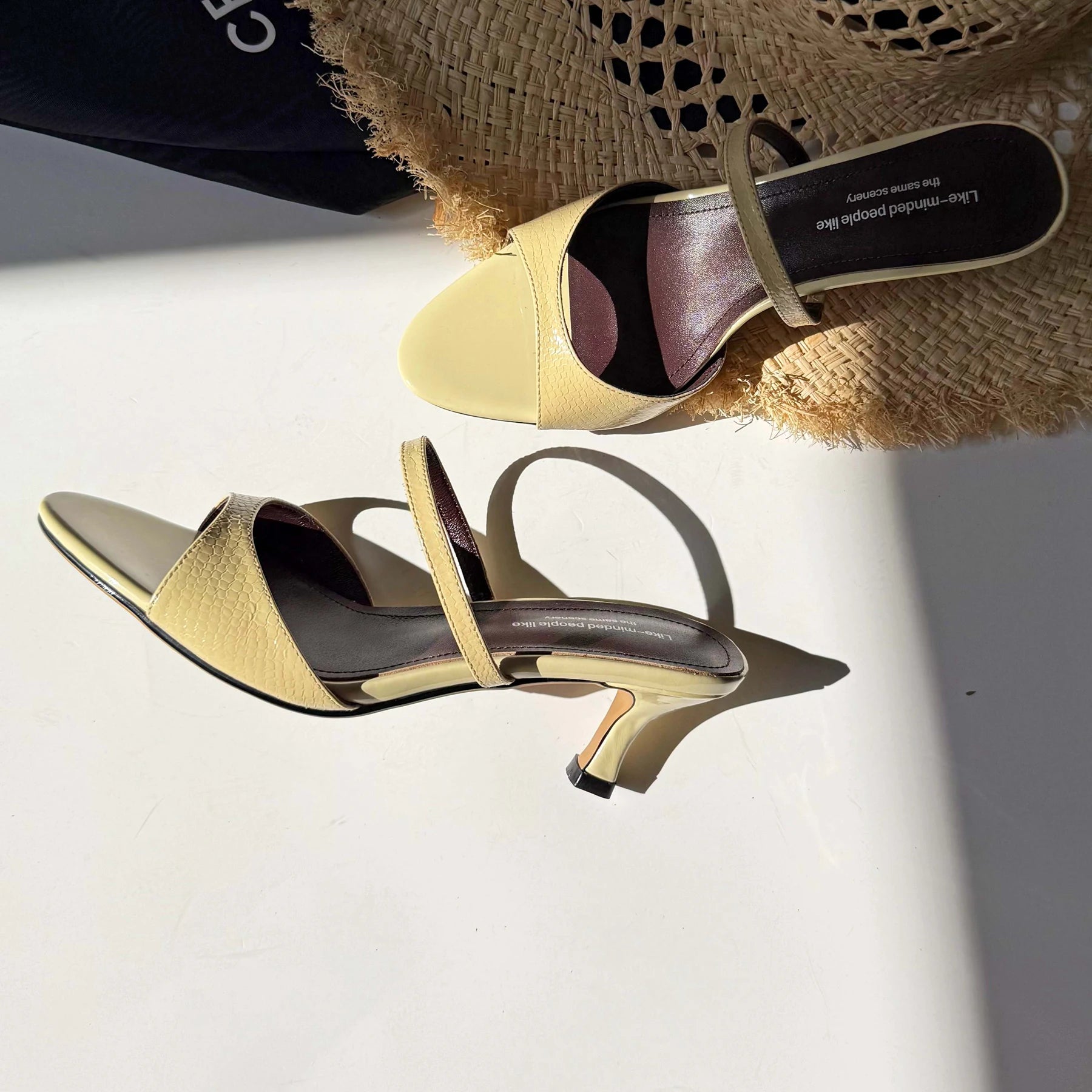 Genuine Leather Slip On Peep Toe Mules